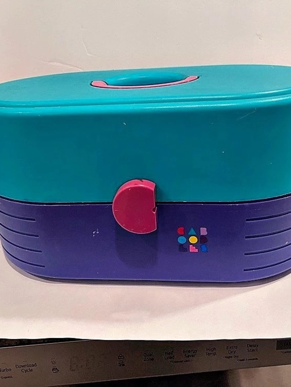 Vintage Caboodle On-The-Go train case Makeup Organizer teal Purple